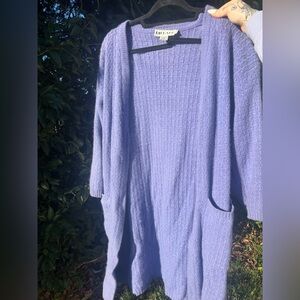 Lambswool and Angora Rabbit hair Vintage long  Purple Sweater Cardigan size S/M